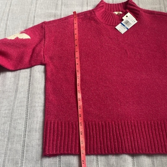 Ultra Flirt NWT hot pink mock neck sweater with butterfly design. - Picture 8 of 11